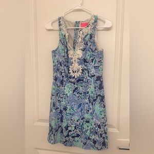 Lilly Pulitzer Blue and Green Floral Dress
